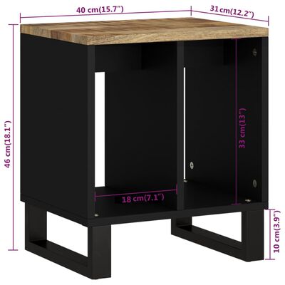 vidaXL Side Table 15.7"x12.2"x18.1" Solid Wood Mango&Engineered Wood