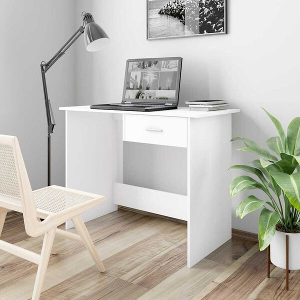 vidaXL Desk White Engineered wood 39.4x19.7x29.9 in Desk Rectangular