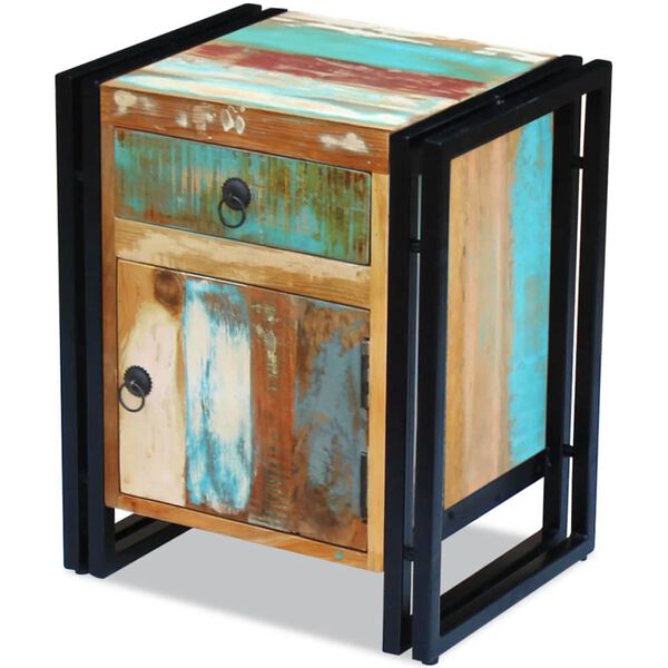 vidaXL Bedside Cabinet Multicolor Reclaimed Wood Regular Bedside Cabinet