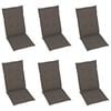 vidaXL Garden Chair Set of 6 Taupe, Natural Teak Solid Teak Wood Standard