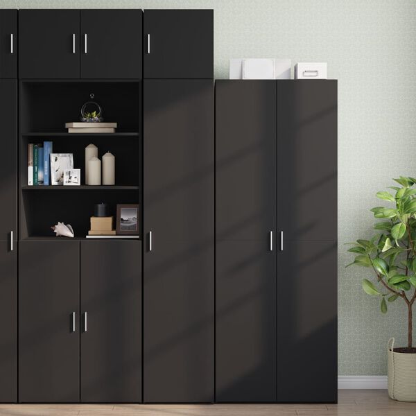 vidaXL Slim Storage Cabinet Black 15.7"x16.7"x88.6" Engineered Wood