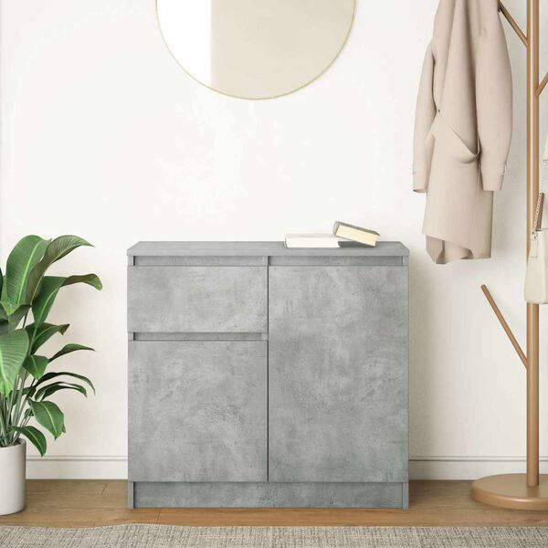 vidaXL Sideboard Concrete grey Engineered wood 28.0 x 13.8 x 25.6 in