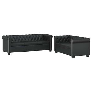 vidaXL Sofa Black Artificial leather, Wood Large Durable Sofa
