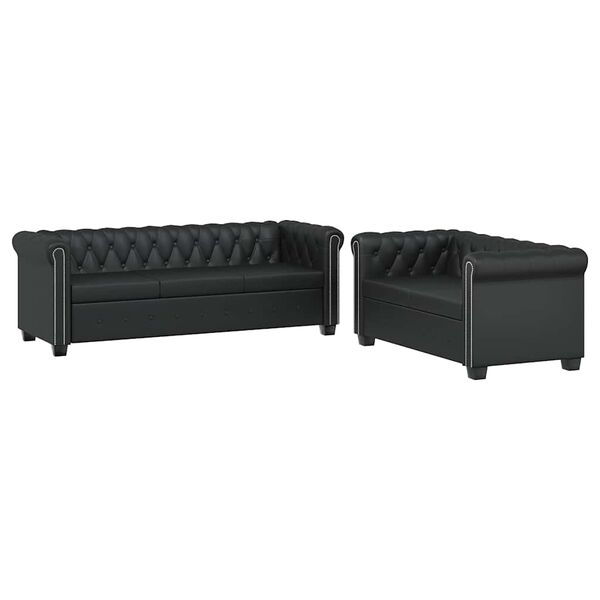 vidaXL Sofa Black Artificial leather, Wood Large Durable Sofa