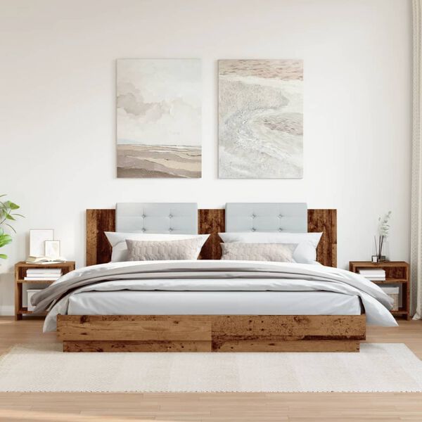 vidaXL Bedside Cabinet Set of 2 Old wood Engineered wood Small