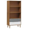 vidaXL Bookcase Brown Solid pine wood Medium Bookcase Rectangular