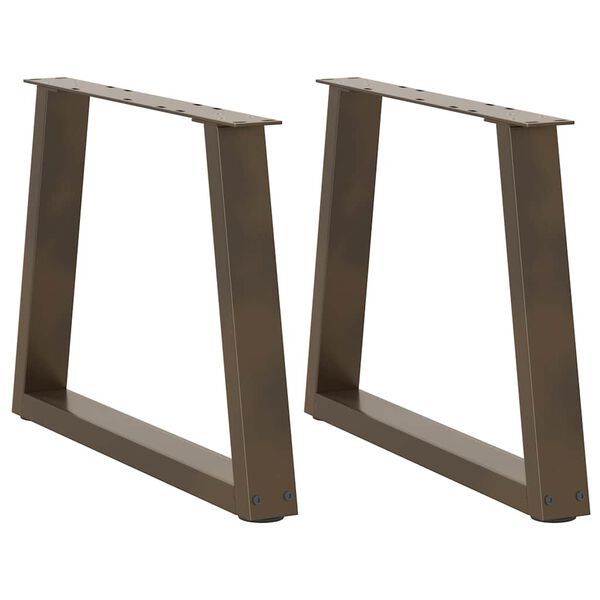 vidaXL Dining Table Leg Set of 2 Natural Steel Powder-Coated Steel