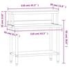 vidaXL Kitchen Work Table with Overshelf 43.3"x21.7"x47.2" Stainless Steel