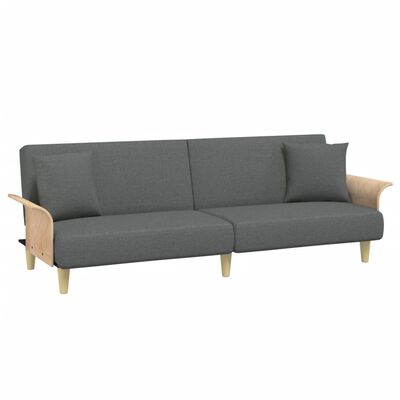 vidaXL 2-Seater Sofa Bed with Pillows and Footstool Dark Gray Velvet