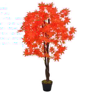 vidaXL Fake Plant Red, Brown Plastic, Polyester, Wood Medium