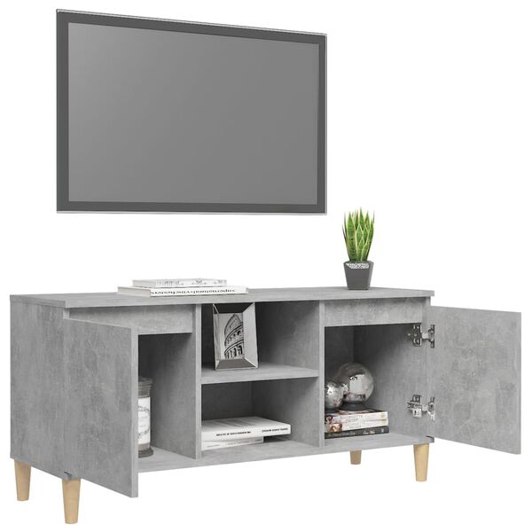 vidaXL TV Cabinet Concrete Grey Engineered wood, Solid eucalyptus wood