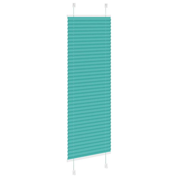 vidaXL Pleated Blind Petrol Green 100% Polyester 17.7 x 59.1 in