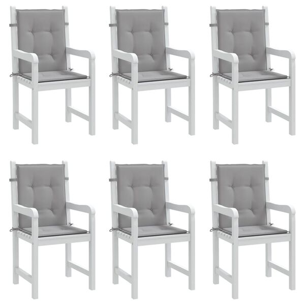 vidaXL Lowback Chair Cushion Set of 6 Grey Oxford fabric (100% polyester)