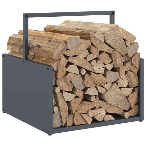 vidaXL Firewood Rack Anthracite 15.7x15.7x15.7" Cold-rolled steel