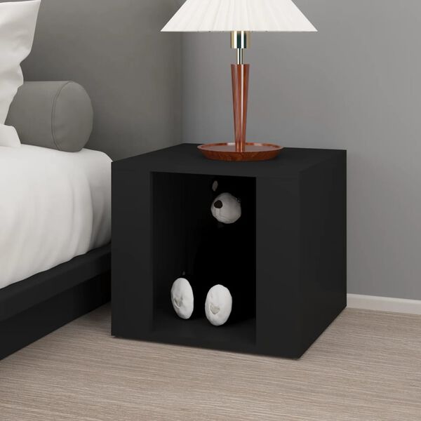 vidaXL Bedside Table Black Engineered wood 16.1x15.7x14.2 in