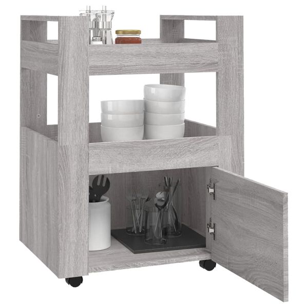 vidaXL Kitchen Trolley Grey Sonoma 23.6x17.7x31.5" Engineered Wood