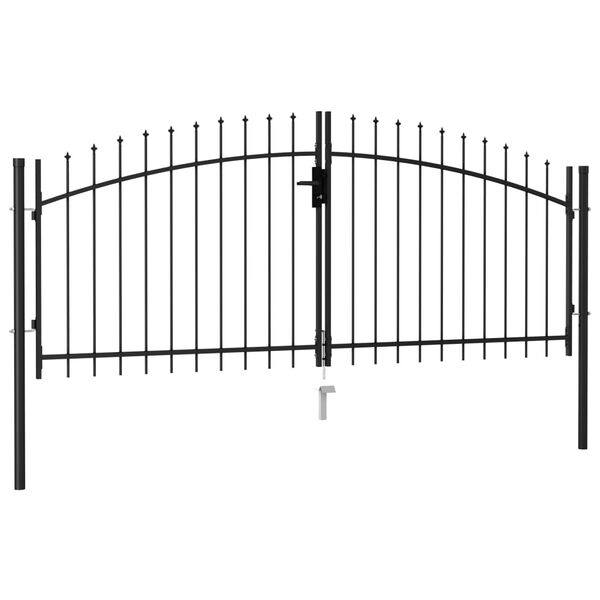 vidaXL Fence Gate Double Door with Spike Top Steel 9.8'x4.1' Black
