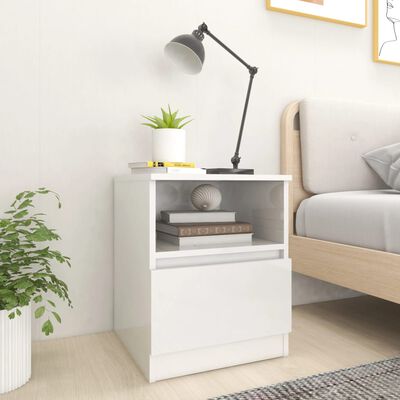 vidaXL Side Cabinets 2 pcs High Gloss White 15.7"x15.7"x19.7" Engineered Wood
