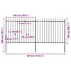 vidaXL Garden Fence with Spear Top Steel 141.3"x59.1" Black