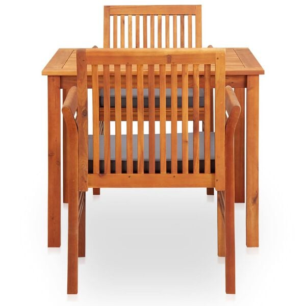 vidaXL Outdoor Dining Set Brown frame with dark grey cushions