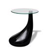 vidaXL Coffee Table High-Gloss Black Fiberglass and Tempered Glass Small