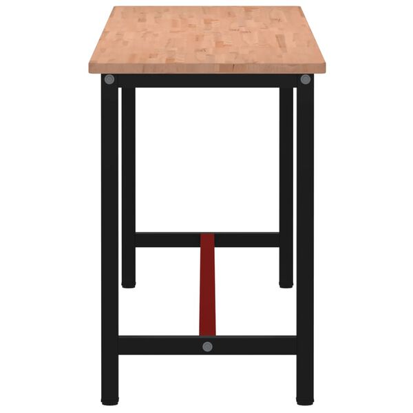 vidaXL Workbench 78.7x21.7x32.1" Solid Wood Beech and Metal