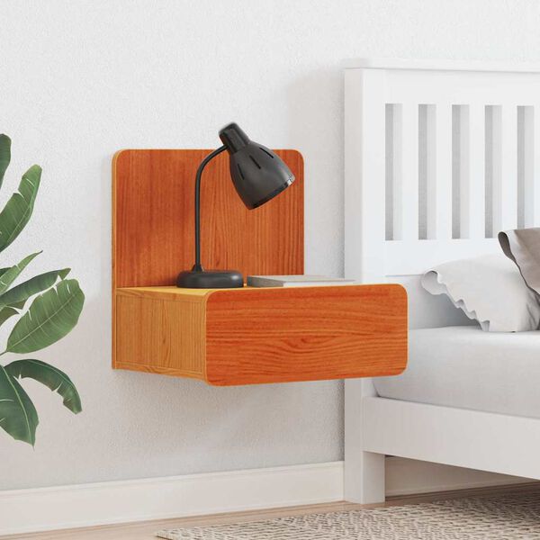 vidaXL Bedside Table with Drawer Wax Brown 17.32 x 12.80 x 15.75 in