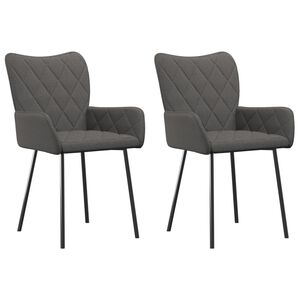 vidaXL Dining Chair Set of 2 Dark Grey Polyester, Metal, Plywood, Foam