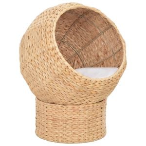 vidaXL Cat Basket Natural Seagrass, Wood Small Removable Covers