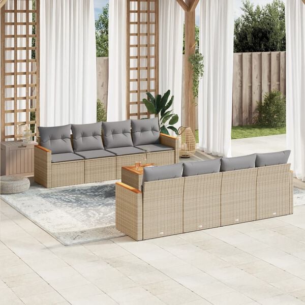 vidaXL Garden Sofa Set Mix Beige PE rattan Large Modular