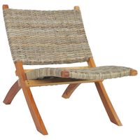 vidaXL Relaxing Chair Natural Kubu Rattan and Solid Mahogany Wood