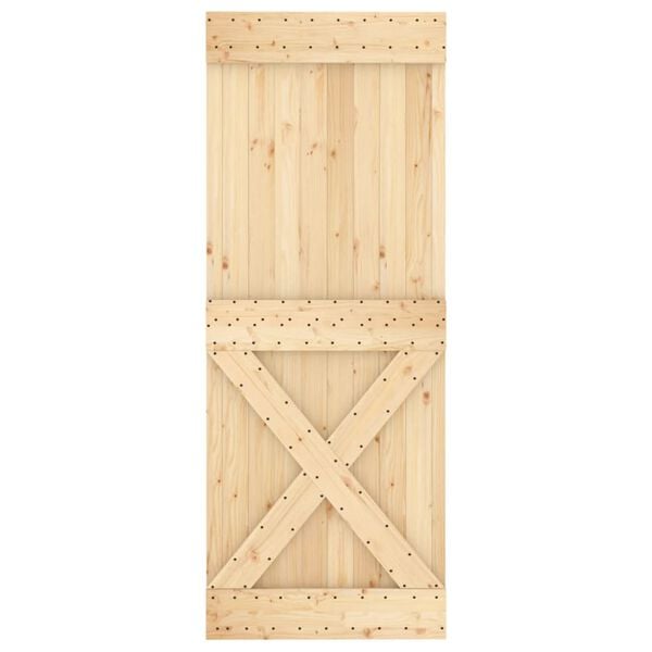 vidaXL Sliding Door with Hardware Set 31.5x82.7" Solid Wood Pine