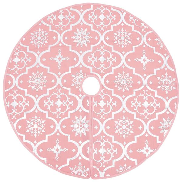 vidaXL Christmas Tree Skirt Pink Polyester Large Foldable