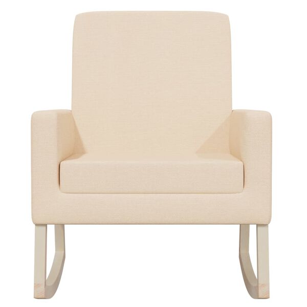 vidaXL Rocking Chair Cream 100% polyester, solid rubber wood, plywood