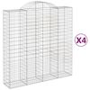 vidaXL Gabion Basket Set of 4 Silver Galvanized iron