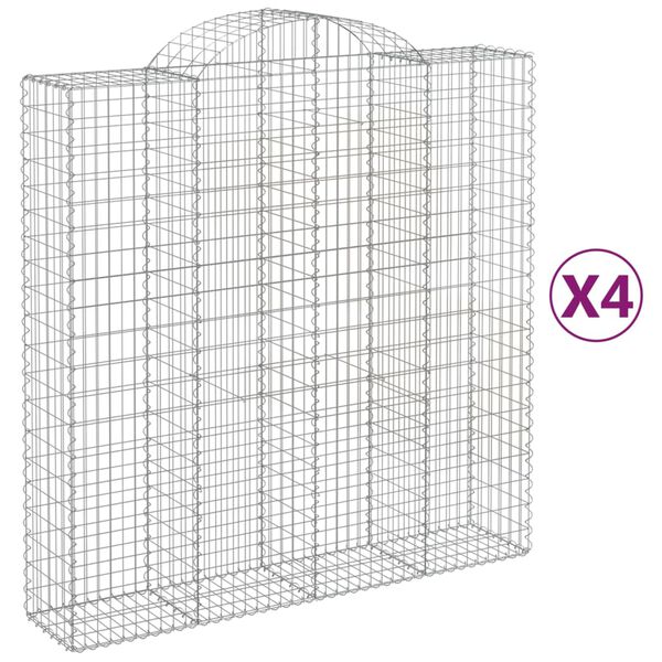 vidaXL Gabion Basket Set of 4 Silver Galvanized iron