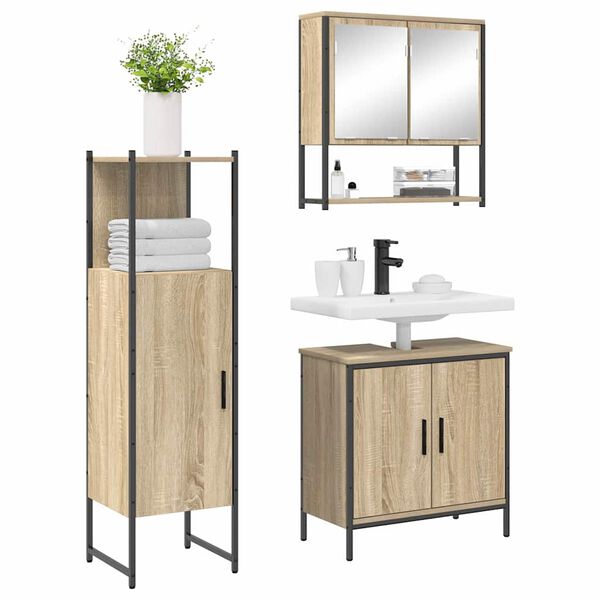 vidaXL Bathroom Furniture Set 3 pcs Brown 23.6" x 11.8" x 23.6