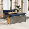 vidaXL 7 Piece Patio Sofa Set with Cushions Gray Poly Rattan Acacia