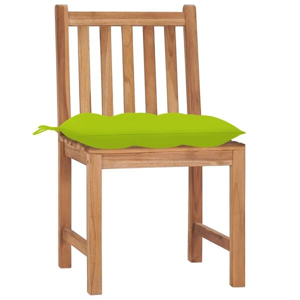 vidaXL Patio Chair Set of 2 Bright green, Natural teak