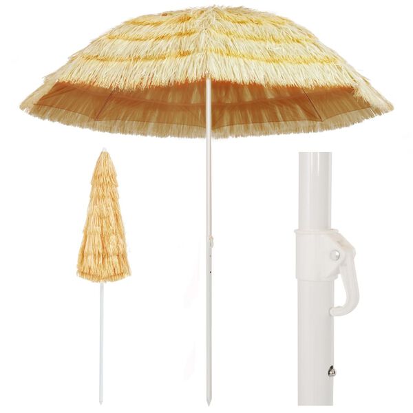 vidaXL Beach Parasol Natural Polypropylene, Polyester, Powder-Coated Steel