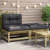 vidaXL Patio Sofa Armless with Cushions and Footstool