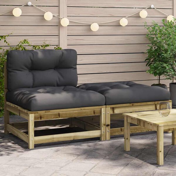vidaXL Patio Sofa Armless with Cushions and Footstool