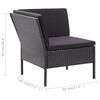 vidaXL Garden Lounge Set Black Poly Rattan, Powder-Coated Steel, Polyester