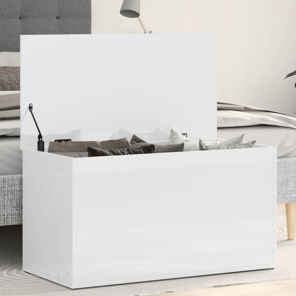 vidaXL Storage Chest High gloss white Engineered wood Medium