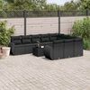 vidaXL Garden Sofa Set Black PE rattan, powder-coated steel, tempered glass