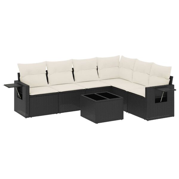vidaXL Garden Sofa Set Black poly rattan