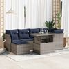 vidaXL 7 Piece Patio Sofa Set with Cushions Gray Poly Rattan Acacia