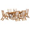 vidaXL Garden Dining Set Wooden brown, Cream Solid Acacia wood, Textilene