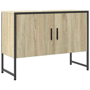 vidaXL Bathroom Sink Cabinet Sonoma Oak Engineered wood, Powder-coated steel