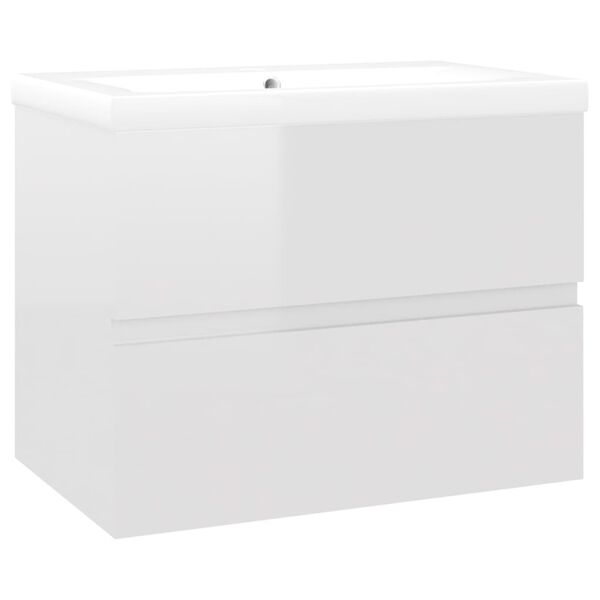 vidaXL Sink Cabinet with Built-in Basin High Gloss White Engineered Wood